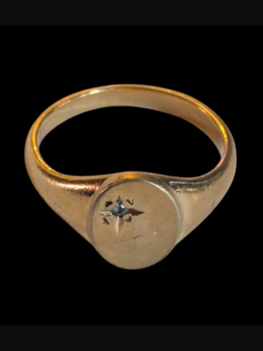 Mejuri 925 Sterling Silver Yellow Gold Vermeil Size 3 Diamond Chip Pinky Ring